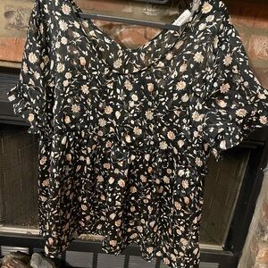 Cherish sheer Floral Black Women's Top‎ L/XL